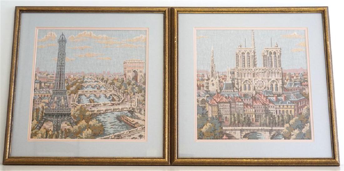 2PC FRENCH PETIT POINT PARISIAN SCENES (1 of 6)