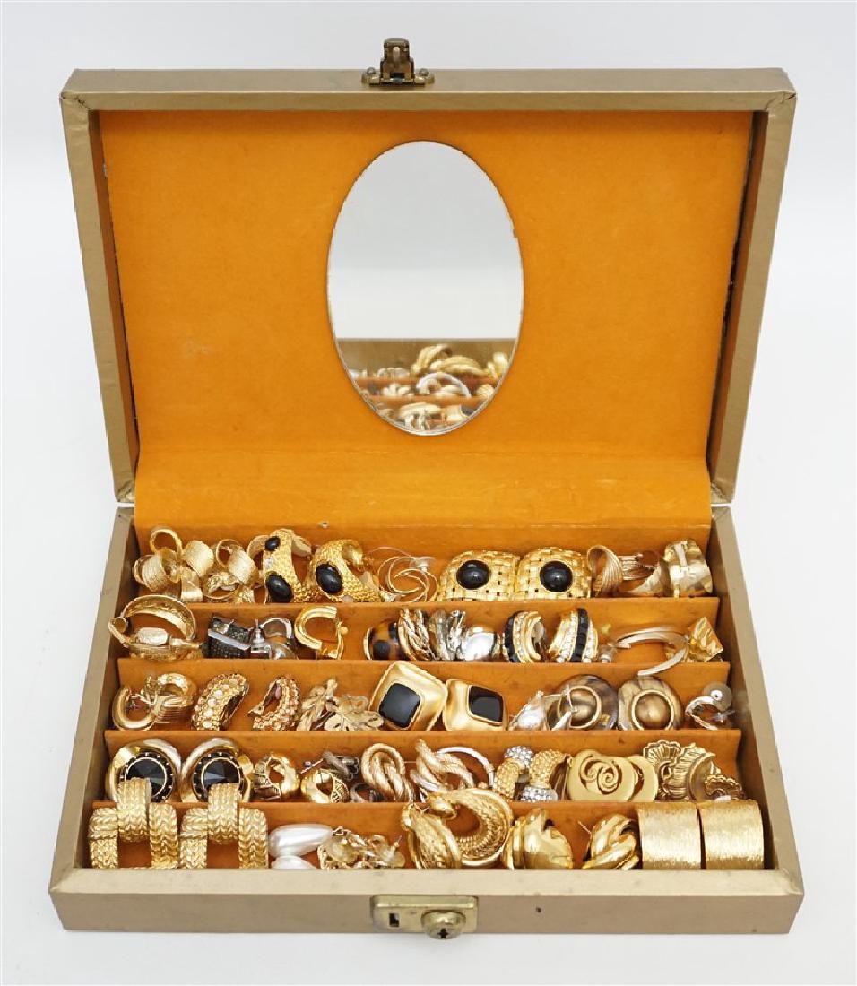 35 PAIR VINTAGE EARRINGS + JEWELRY BOX (1 of 8)