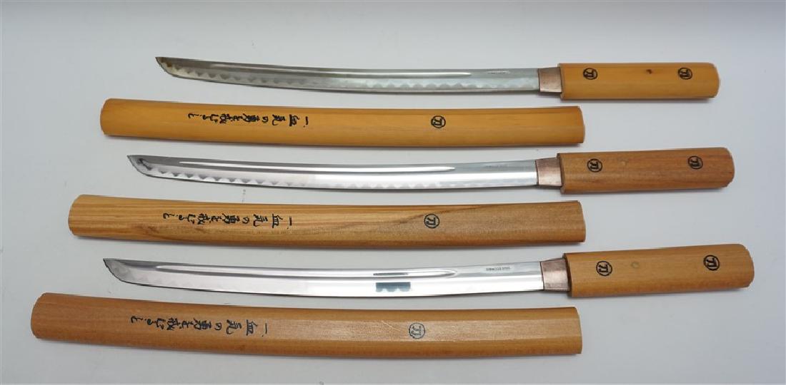 3PC SAMURAI SWORDS WITH WOOD SHEATHS (1 of 7)