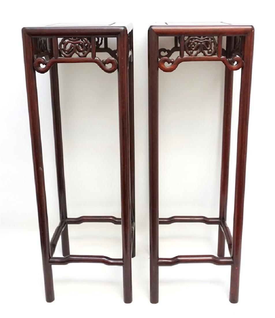 PAIR CHINESE ELMWOOD CARVED STANDS (1 of 8)