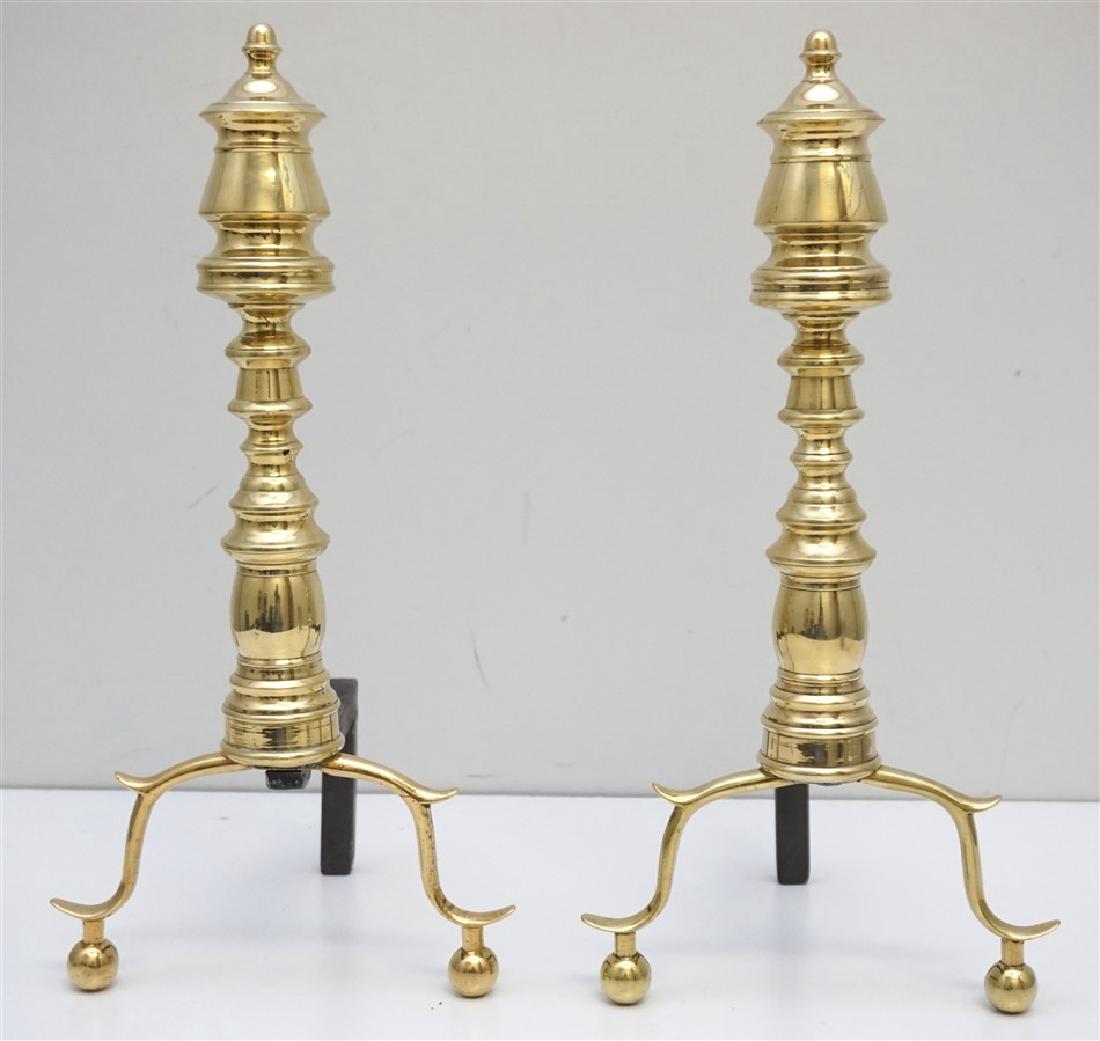 ANTIQUE c. 1810 BRASS ANDIRONS (1 of 8)