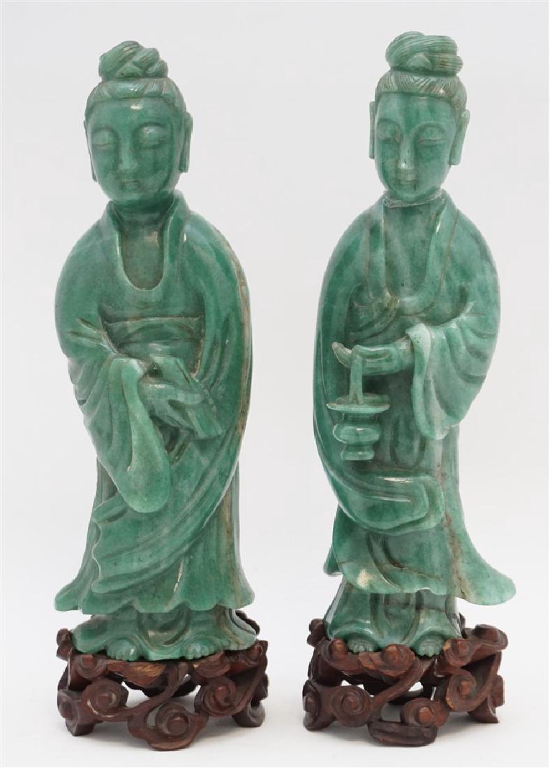 PAIR NEPHRITE CHINESE GUANYIN - FUJIAN (1 of 10)