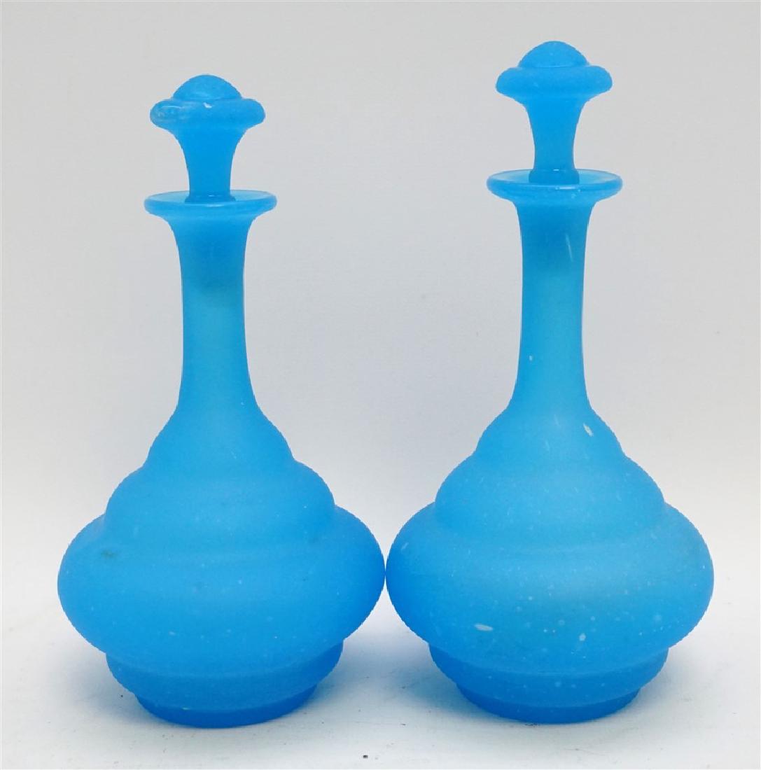 PAIR ANTIQUE FRENCH BLUE SCENT BOTTLES (1 of 10)