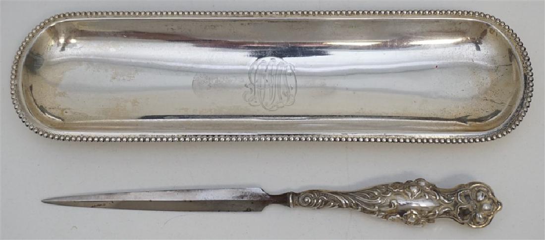 2 PC 19th C STERLING DESK TRAY & OPENER (1 of 7)