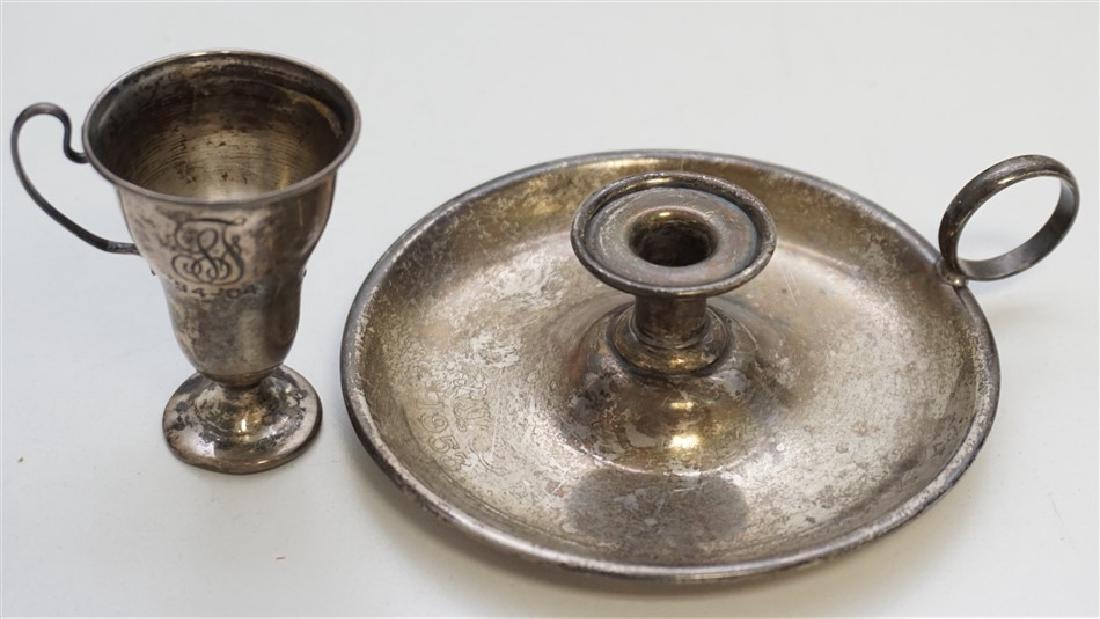 2 ANTIQUE STERLING CHAMBERSTICK / CUP	Two Pieces of Ant (1 of 6)