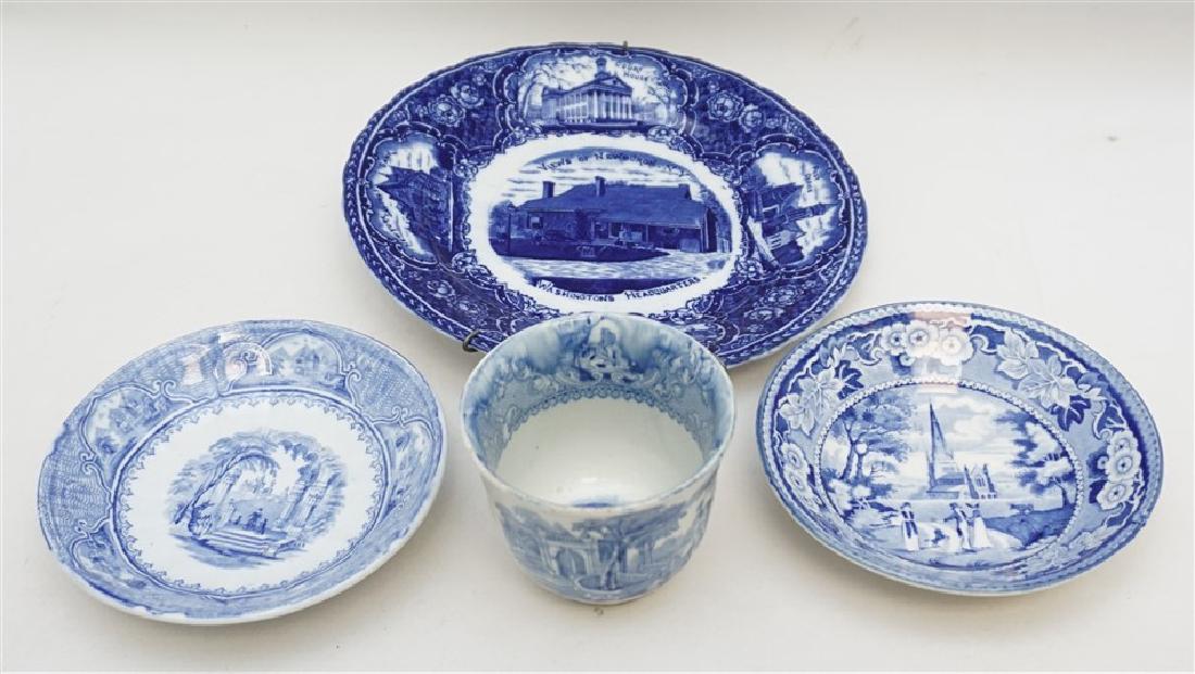 4 pc 19th c. STAFFORDSHIRE BLUE & WHITE PORCELAIN (1 of 11)