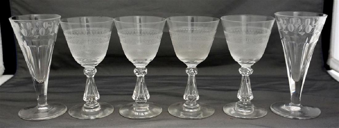 6 ANTIQUE ETCHED CRYSTAL CORDIAL GLASSES (1 of 7)