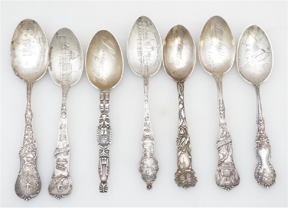 7 ANTIQUE / VINTAGE STERLING SOUVENIR SPOONS (1 of 8)