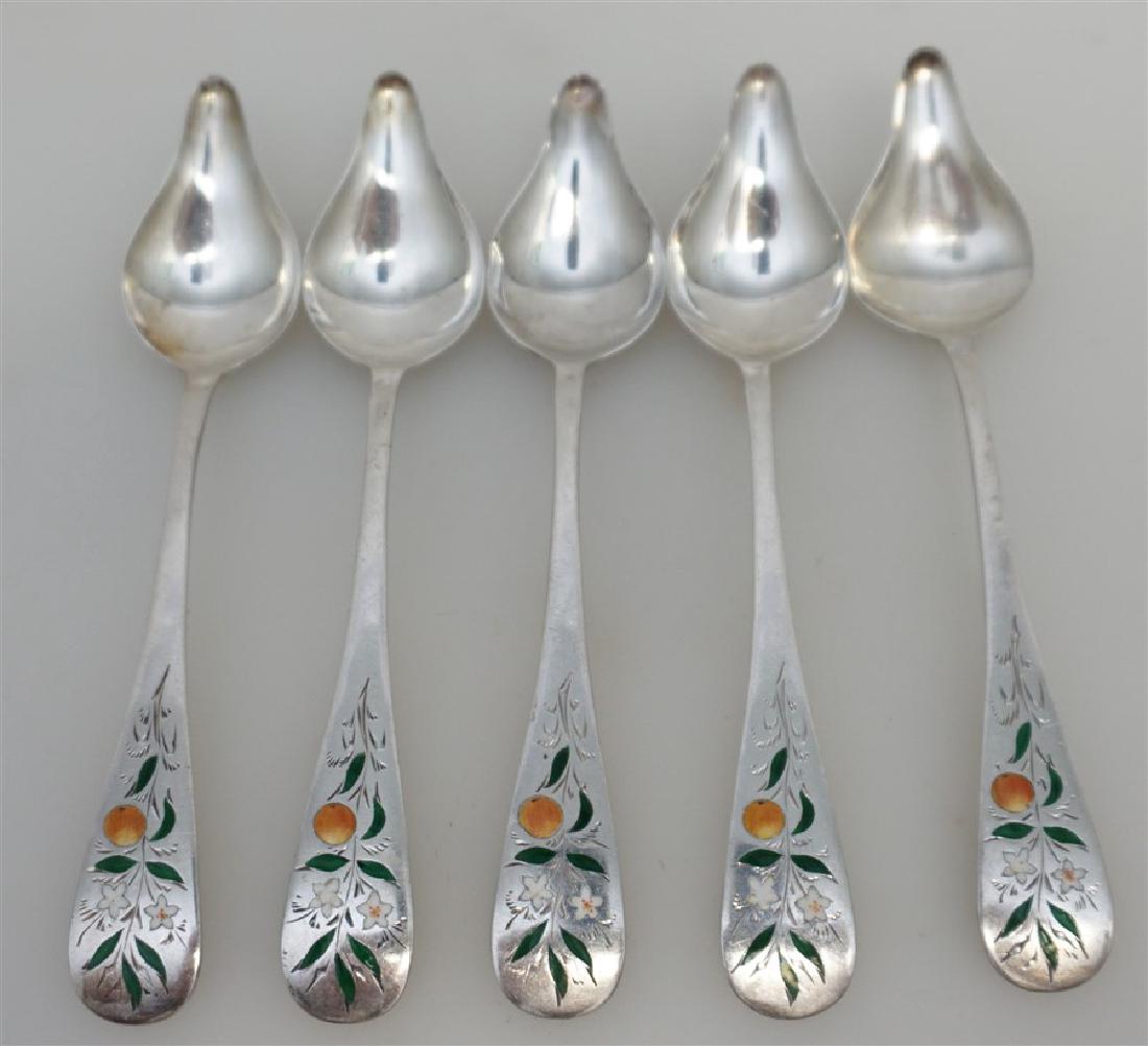 5 AMERICAN STERLING SILVER ENAMELED CITRUS SPOONS (1 of 7)