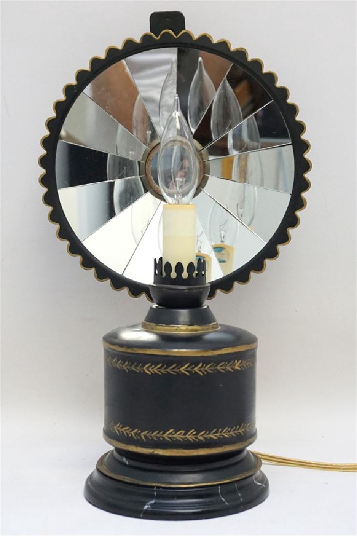 TOLE LAMP WITH TIN MIRRORED BACK (1 of 7)