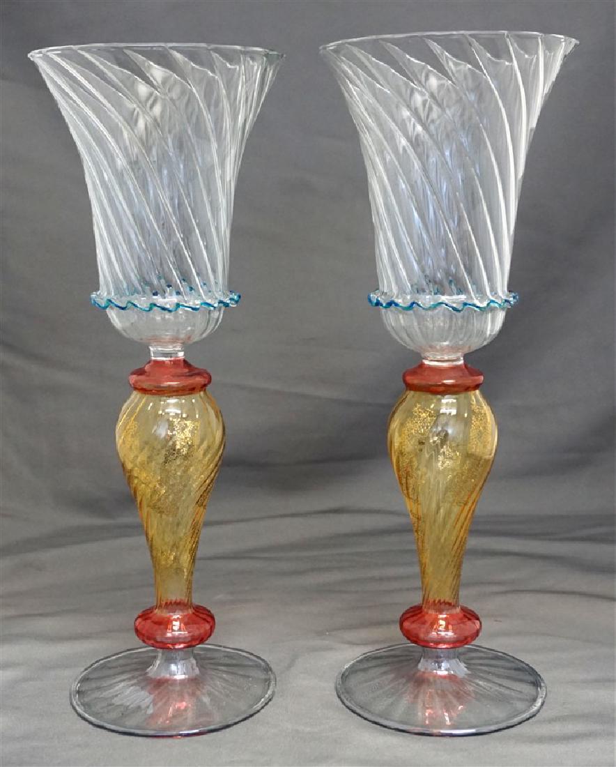 2 VENETIAN BLOWN GLASS GOBLETS (1 of 7)