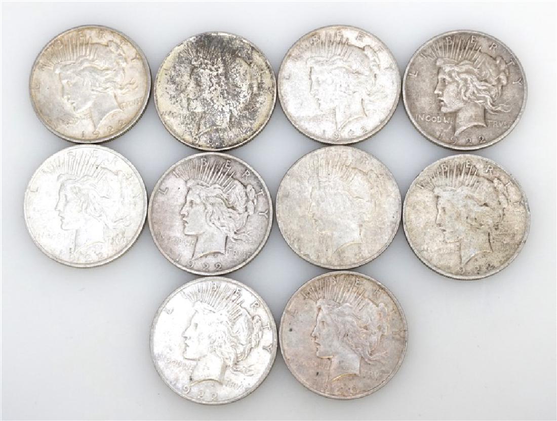 10 PC PEACE SILVER DOLLARS 1922 (1 of 3)