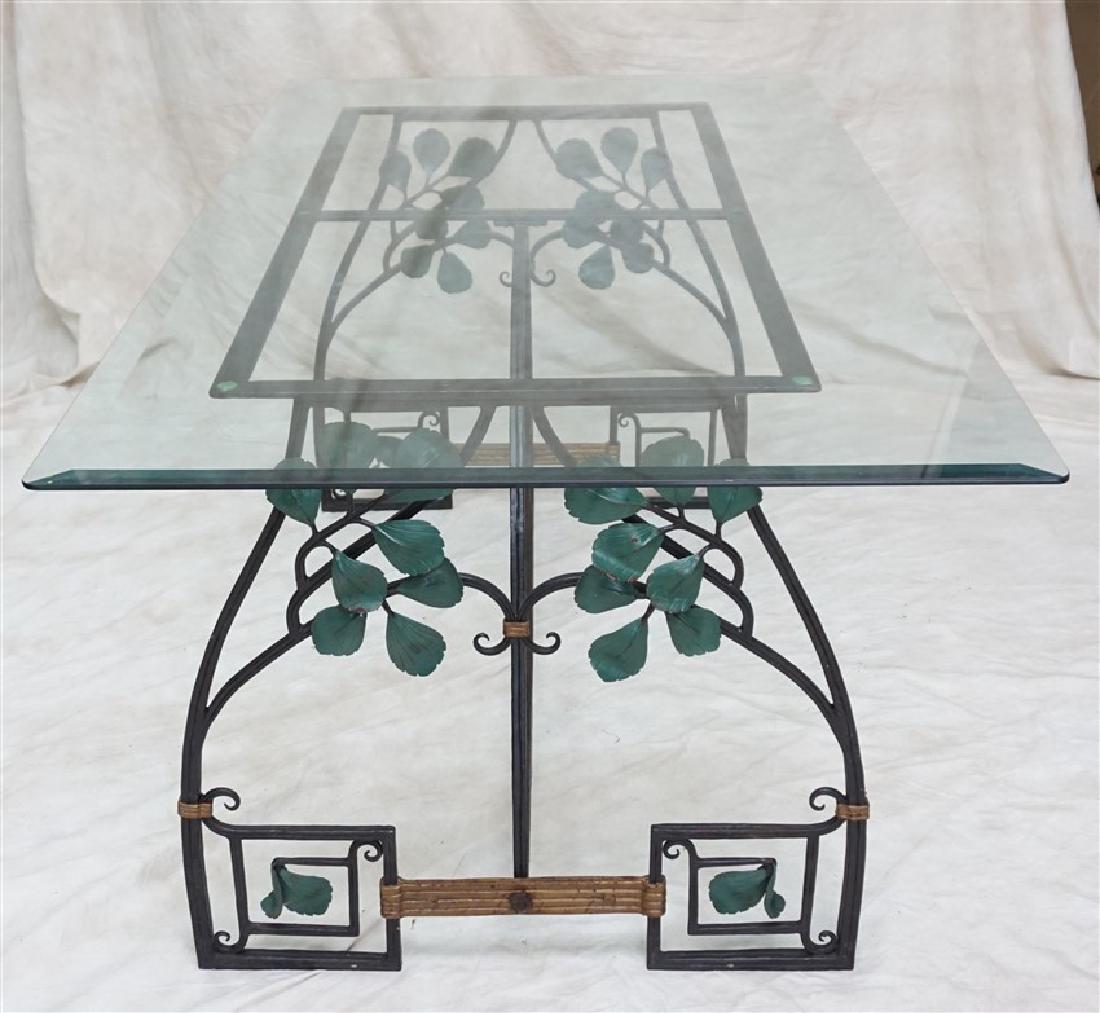 ART DECO WROUGHT IRON AND GLASS TABLE (1 of 8)