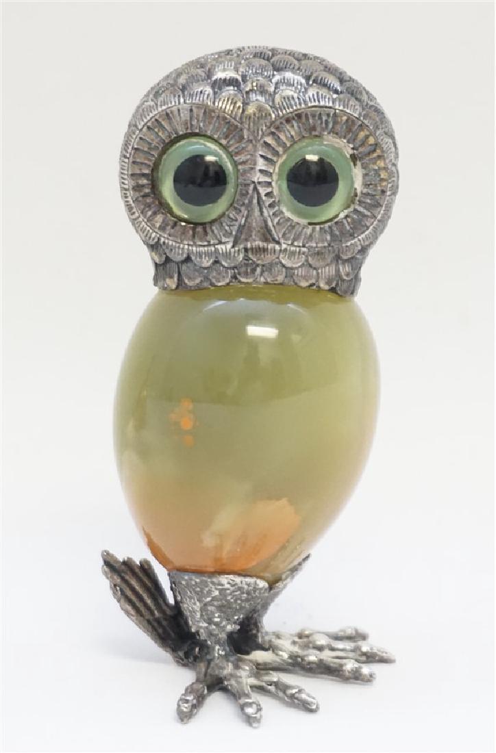 POLISHED ONYX & 800 SILVER OWL FIGURE (1 of 8)