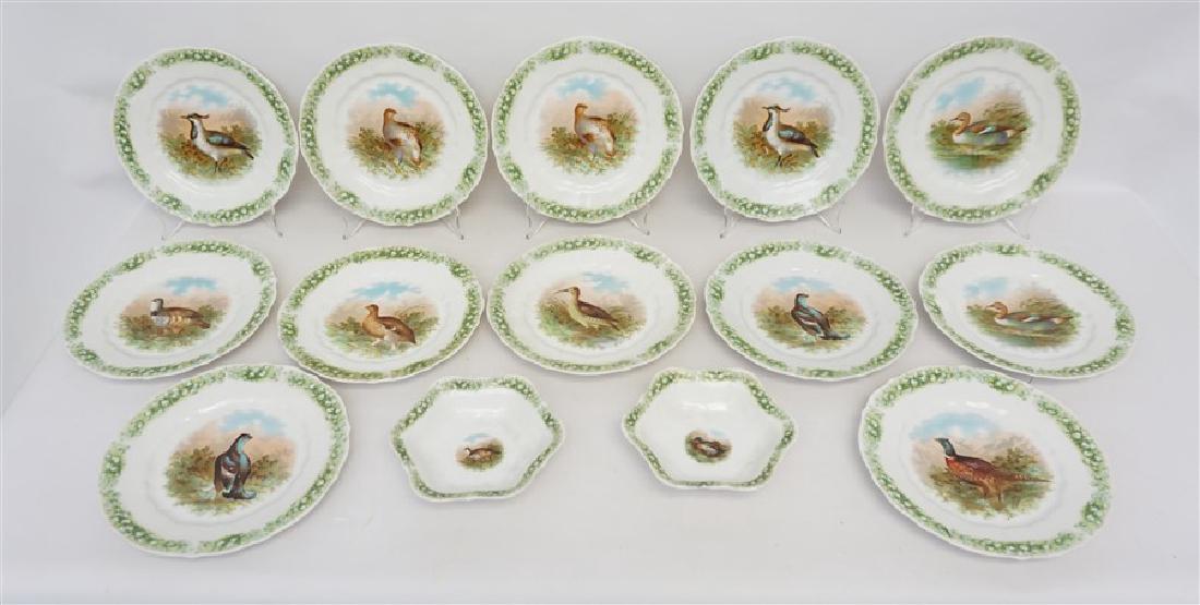 14 PC PORCELAIN GAME BIRDS LUNCHEON SET CARL TIELSCH (1 of 9)