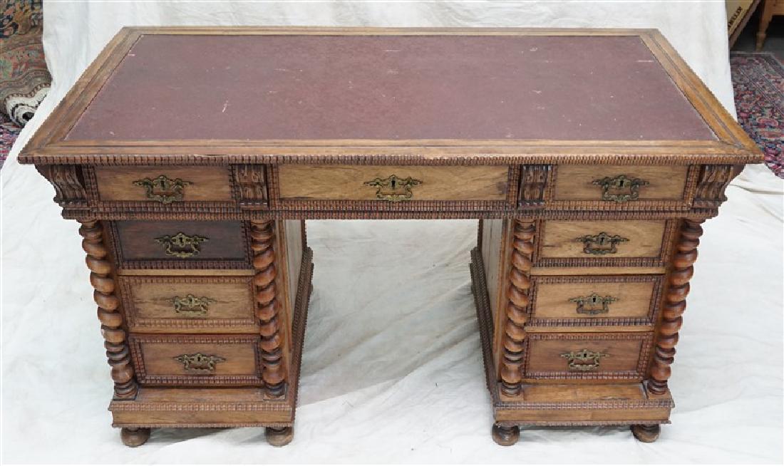 ANTIQUE OAK PARTNERS DESK (1 of 9)