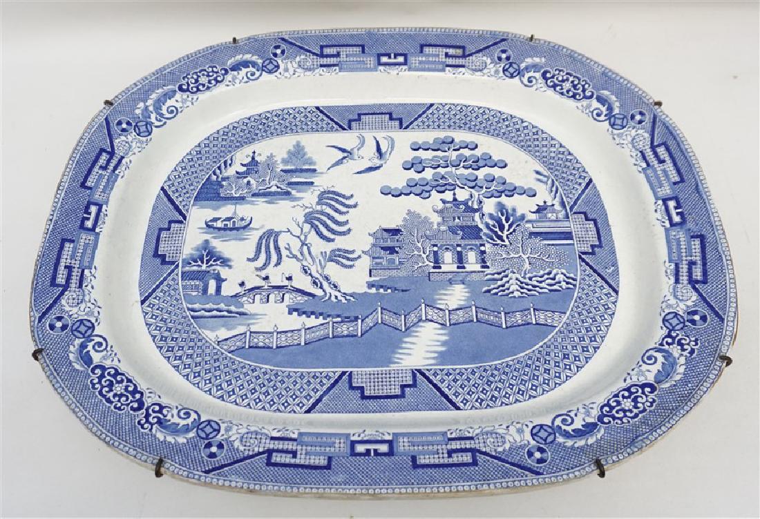 LARGE 19th c. ENGLISH WILLOW TURKEY PLATTER (1 of 12)