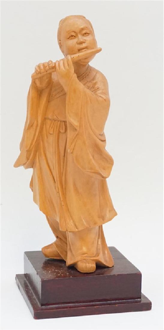 CARVED CHINESE BOXWOOD BOY WITH FLUTE (1 of 9)
