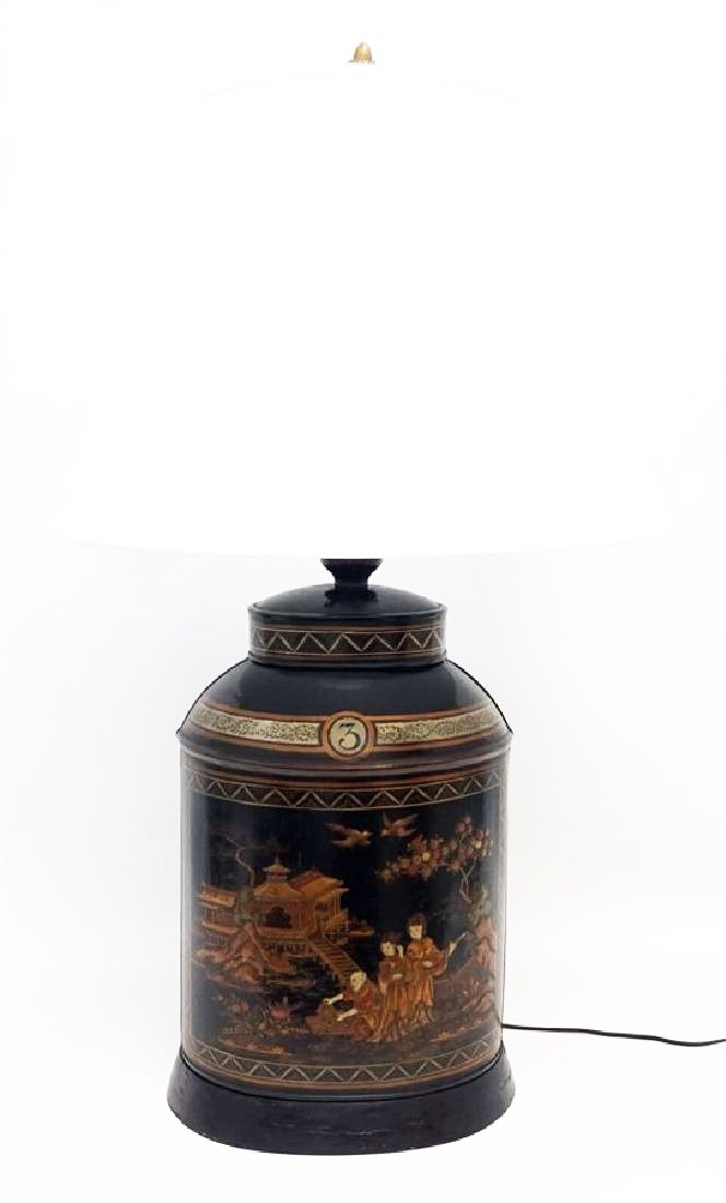 ENGLISH CHINOISERIE TOLE TEA TIN LAMP (1 of 9)