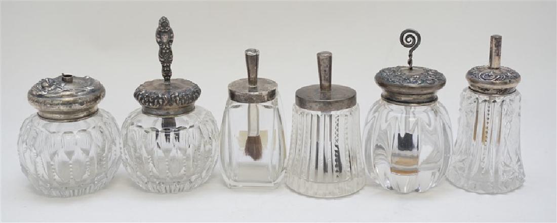 SIX ANTIQUE CUT GLASS GLUE POTS (1 of 6)