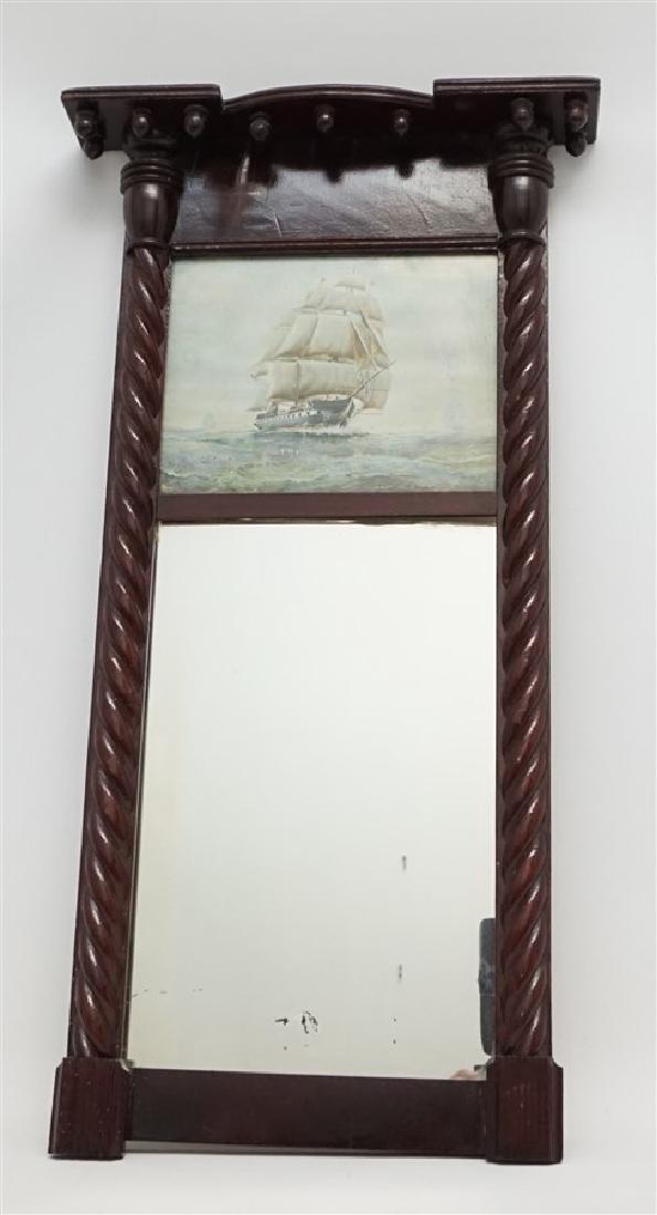 ANTIQUE MAHOGANY MIRROR WITH CLIPPER SHIP (1 of 6)