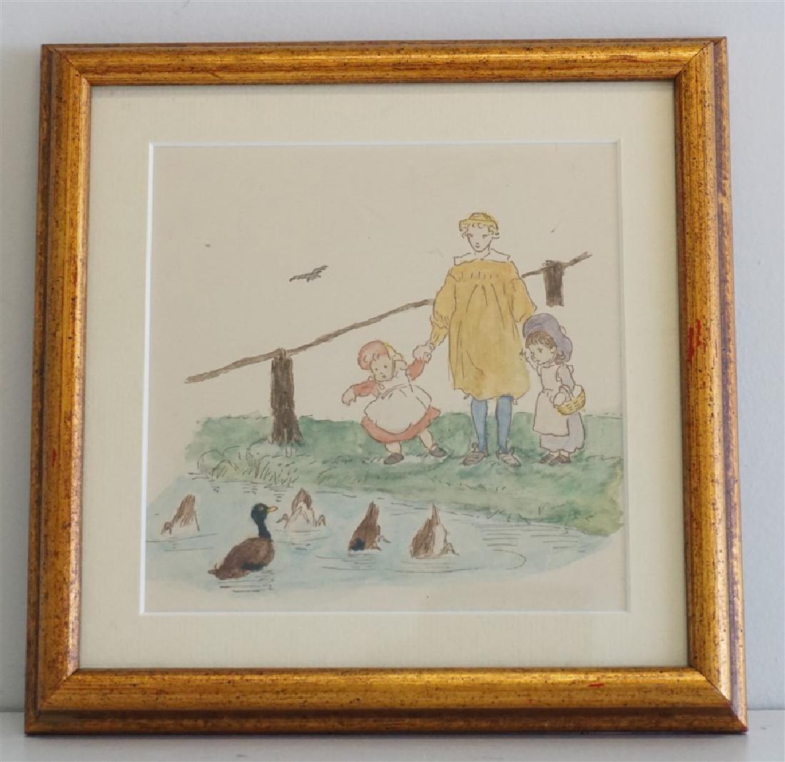 VICTORIAN WATERCOLOR FEEDING THE DUCKS (1 of 7)