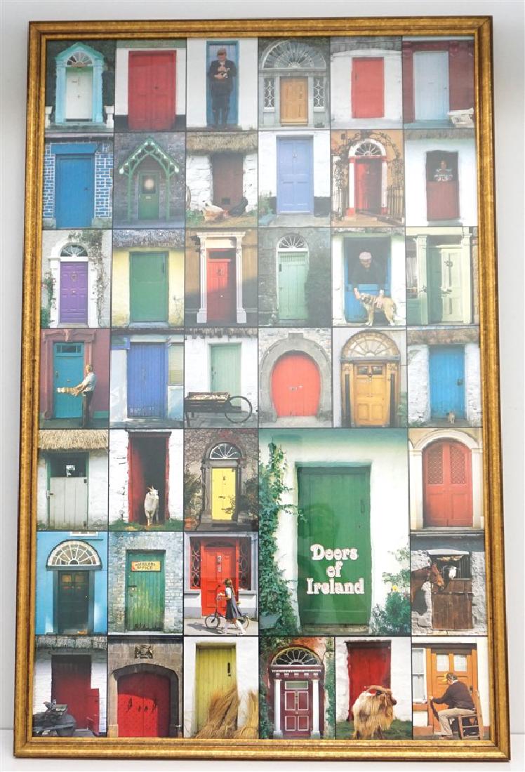 DOORS OF IRELAND POSTER - FRAMED: Doors of Ireland Poster. Bright and colorful, the poster features a variety of Irish Doors. Produced on medium weight cover stock, this art reproduction is coated with a silken finish that protects th