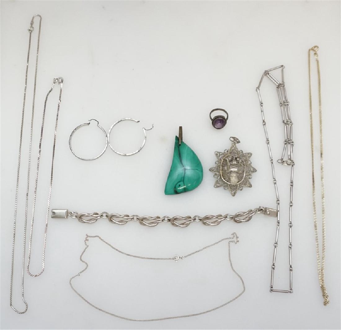 10 PC VINTAGE STERLING JEWELRY + MALACHITE (1 of 8)