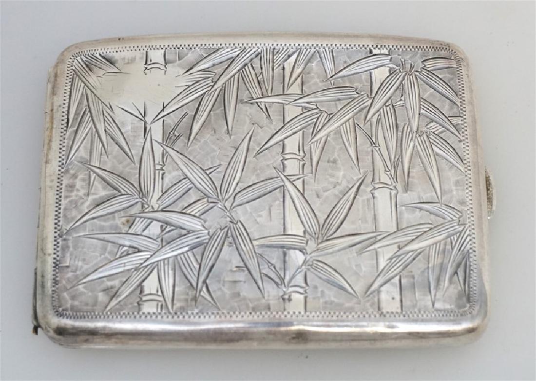 STERLING SILVER ETCHED BAMBOO CIGARETTE CASE (1 of 10)