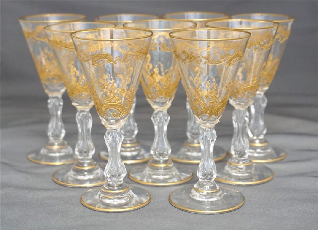 9 ST. LOUIS CRYSTAL MICADO GOLD ETCHED CORDIALS (1 of 10)