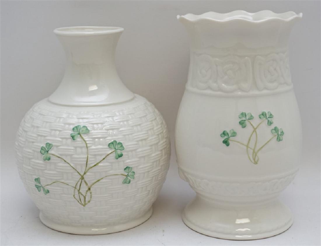 2PC BELLEEK SHAMROCK VASES (1 of 9)