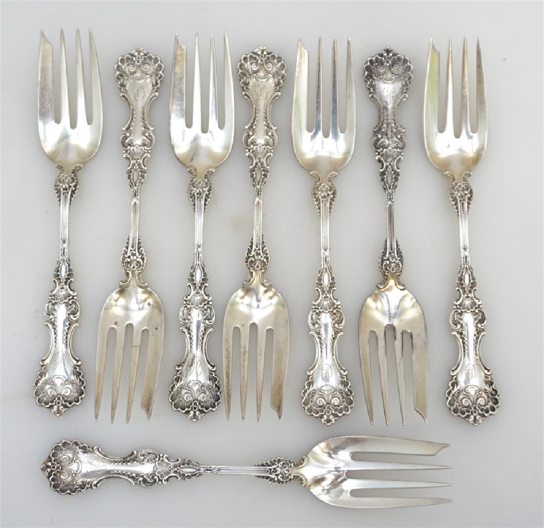 8 WHITING STERLING POMPADOUR SALAD FORKS (1 of 7)