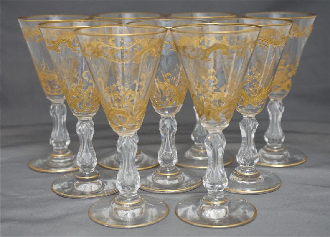 9 ST. LOUIS CRYSTAL MICADO GOLD ETCHED SHERRY GLASSES (1 of 7)