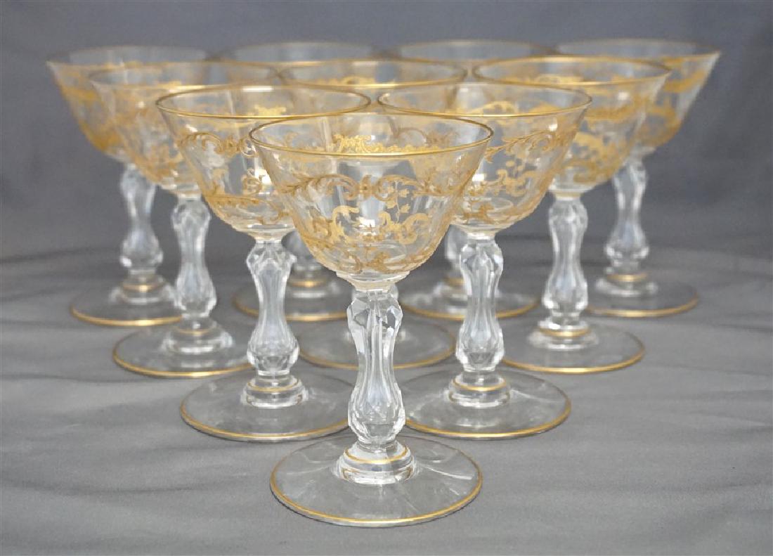 10 ST. LOUIS CRYSTAL MICADO GOLD ETCHED LIQUOR GLASSES (1 of 9)