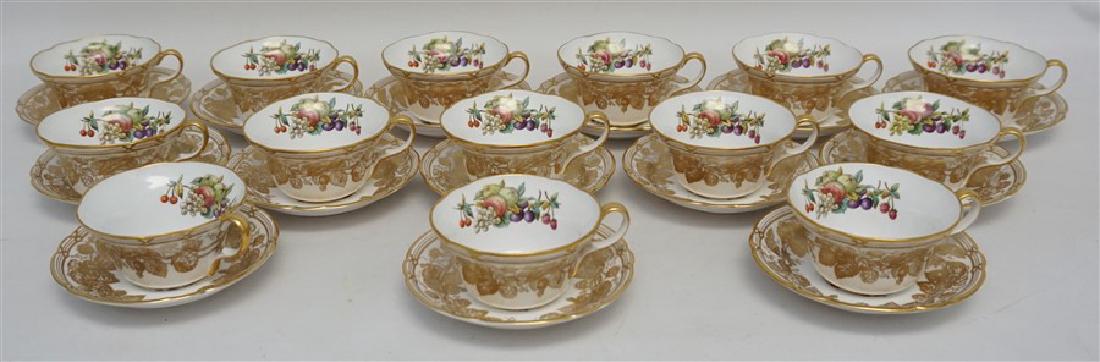 28 PC HAND PAINTED SPODE BONE CHINA CUP & SAUCERS Y7050: 28 Pc Spode Bone China Cups & Saucers in the very hard to find Y7050 Pattern. Service for 14. The set is in excellent condition with no marks or scratches chips or nicks. The pattern features Gold Clo