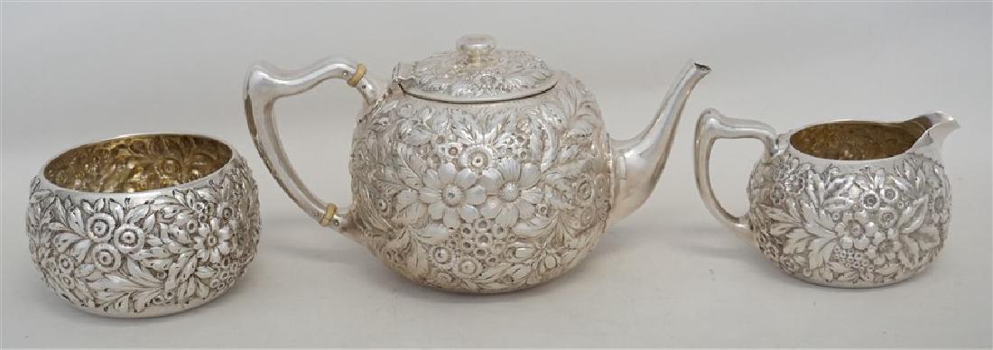 WHITING STERLING REPOUSSE 3 PC TEA SET (1 of 9)