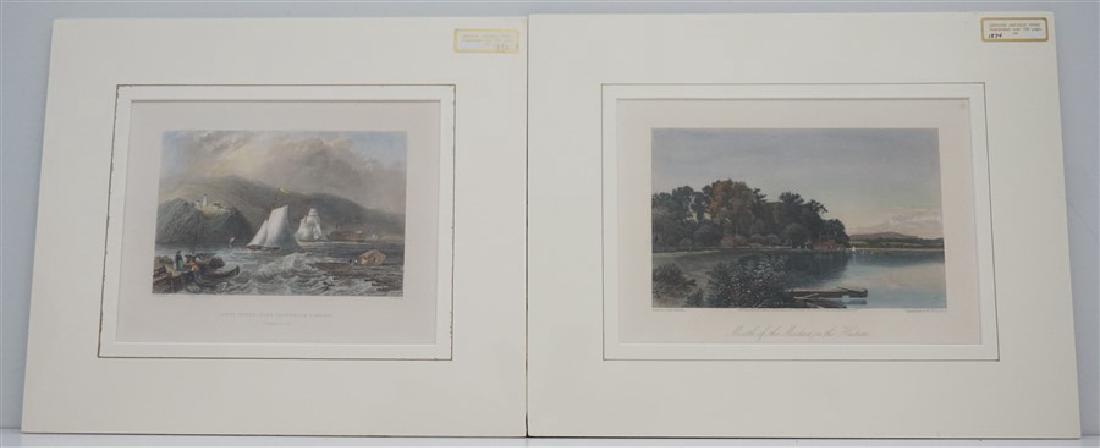 2 HAND COLORED WOOD ENGRAVINGS 19th c HUDSON (1 of 6)