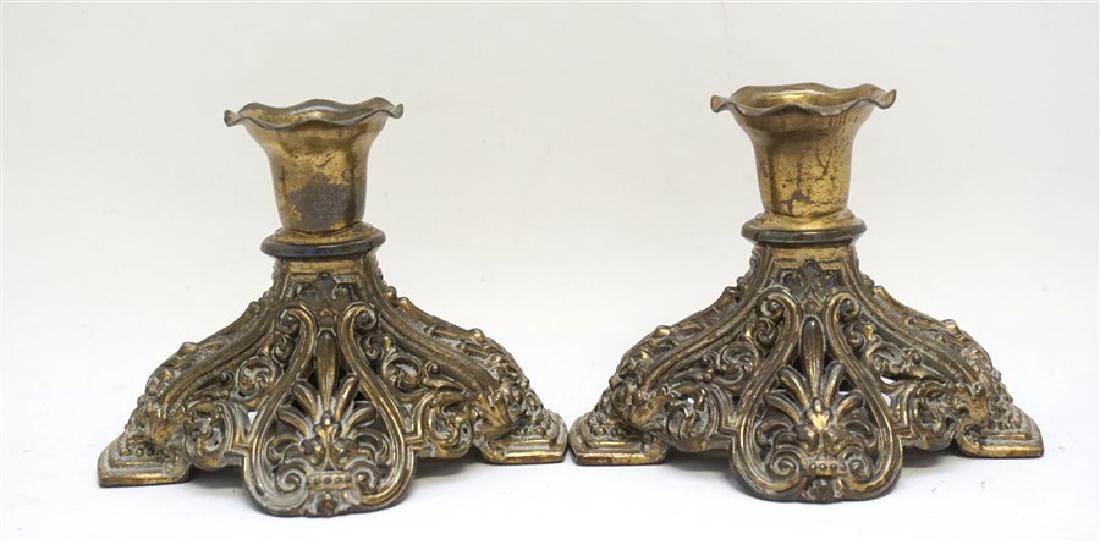 ANTIQUE GILT BRONZE ALTAR CANDLESTICKS (1 of 7)