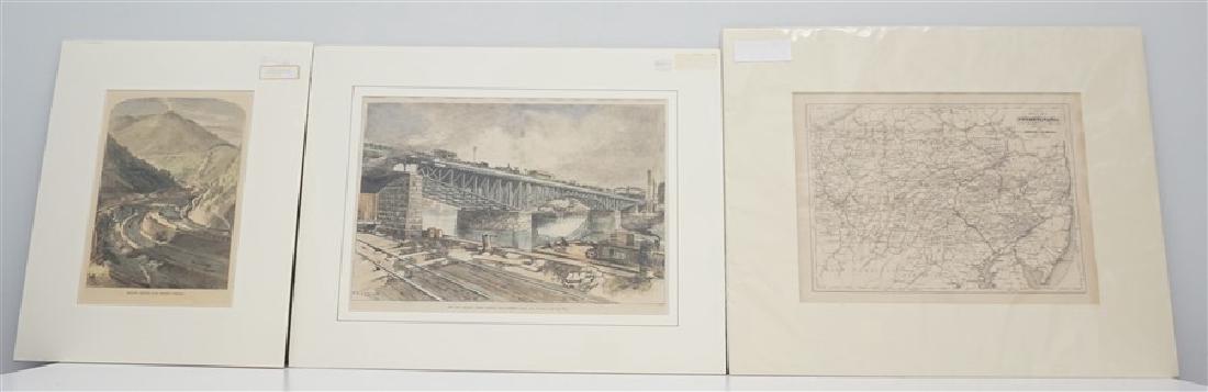 3 PC 19th c. HAND COLORED PA ENGRAVINGS + MAP (1 of 5)