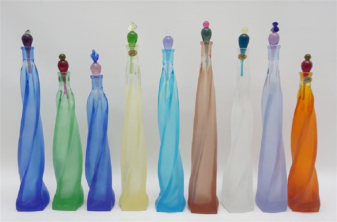 9 BOHEMIAN GLASS TALL PERFUME BOTTLES HANDMADE (1 of 8)