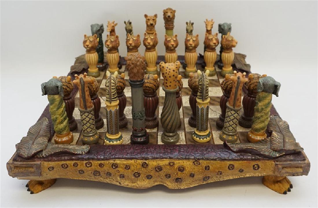 SAFARI CHESS SET WITH LEOPARD BOARD