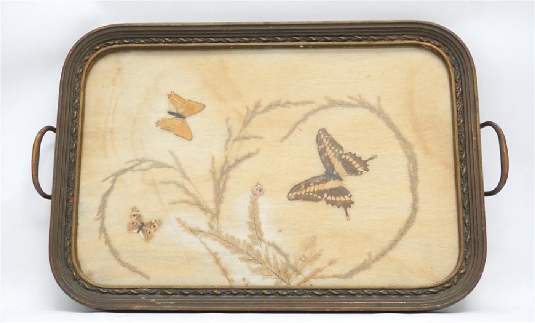 VINTAGE BUTTERFLIES WOOD GLASS SERVING TRAY (1 of 7)