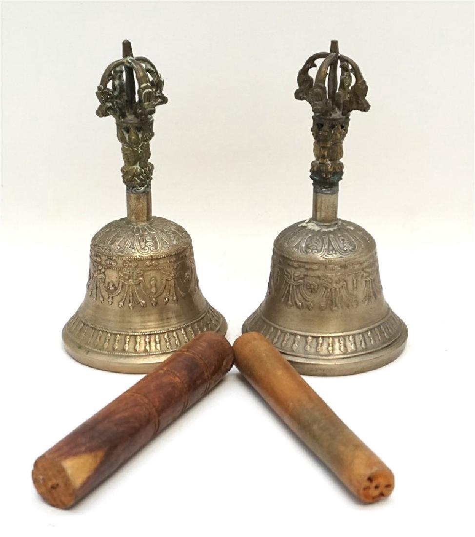 PAIR TIBETAN SINGING BELLS W MALLETS (1 of 6)