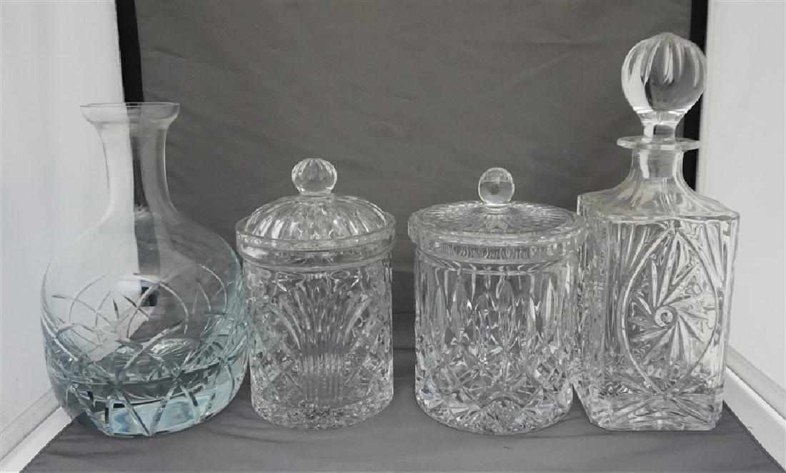 4 CUT CRYSTAL DECANTERS + BISCUIT JARS (1 of 8)
