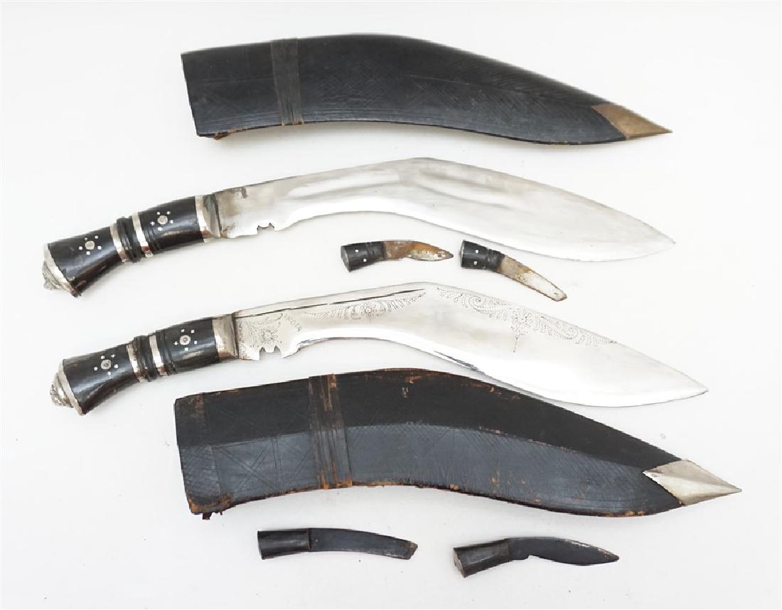 2 KUKRI GURKHA KNIVES HORN & SILVER LION HEAD (1 of 9)