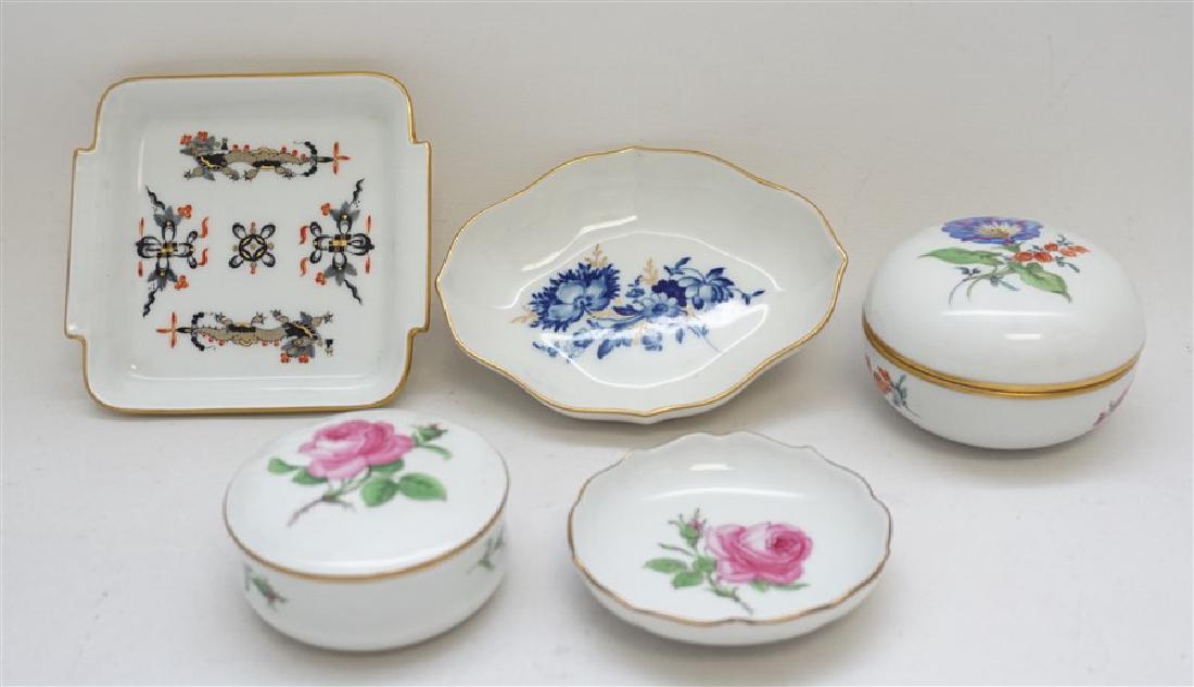 5 MEISSEN PORCELAIN TRINKET BOXES - PIN TRAYS (1 of 5)