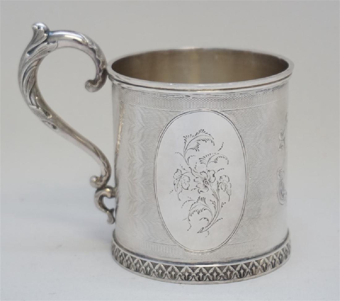 ANTIQUE COIN SILVER ETCHED "MOM" CUP (1 of 8)