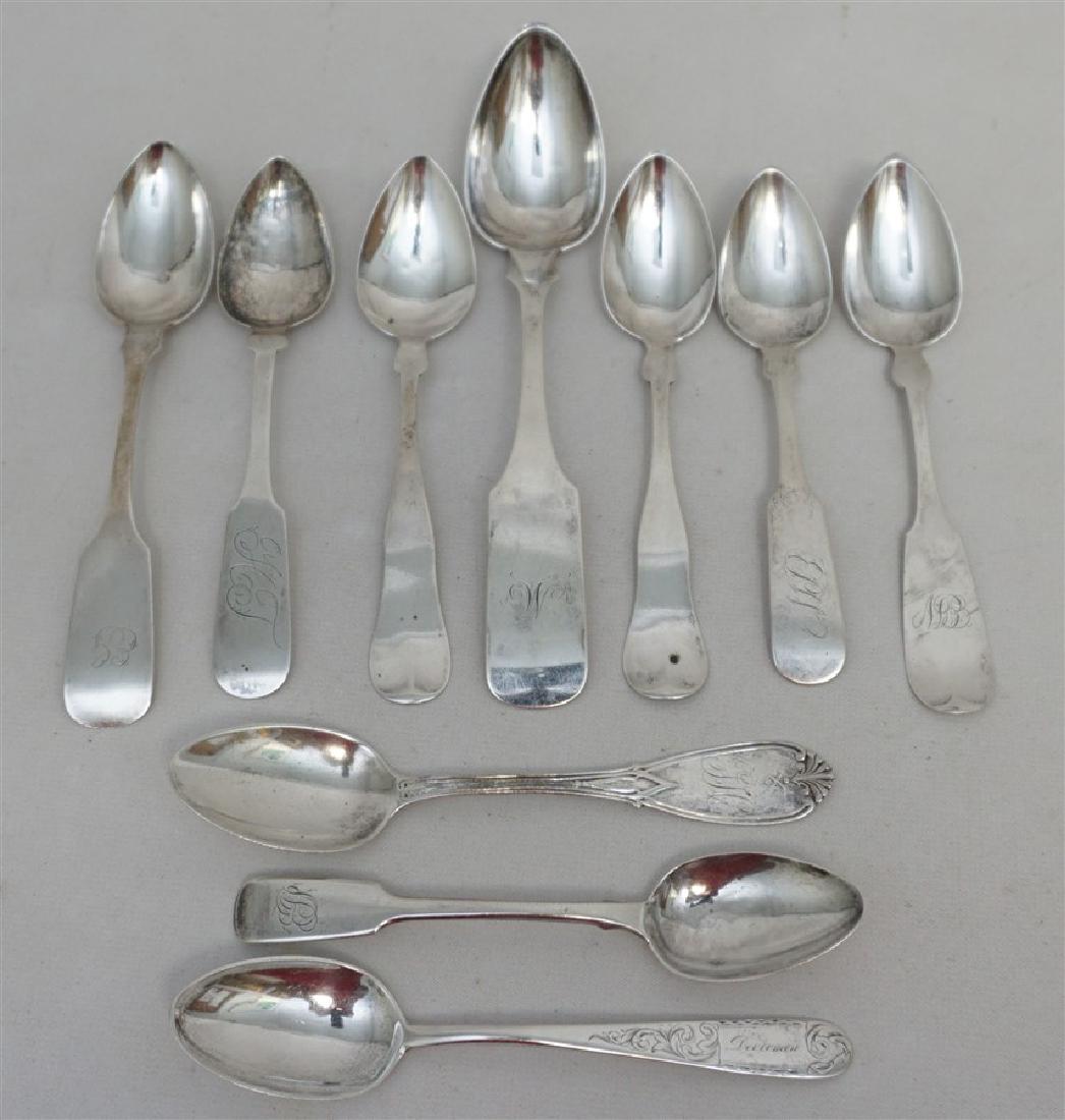 10 ANTIQUE AMERICAN COIN SPOONS - SAM KIRK + (1 of 8)
