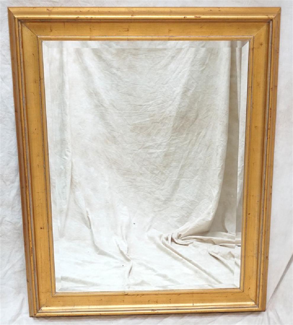 LARGE GILT WOOD BEVELED MIRROR (1 of 5)