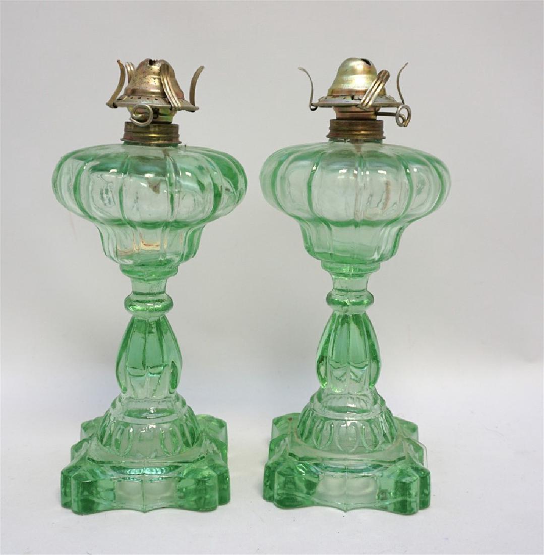 Green depression glass clearance oil lamp
